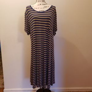 LuLaRoe Navy Blue striped Carly 3x